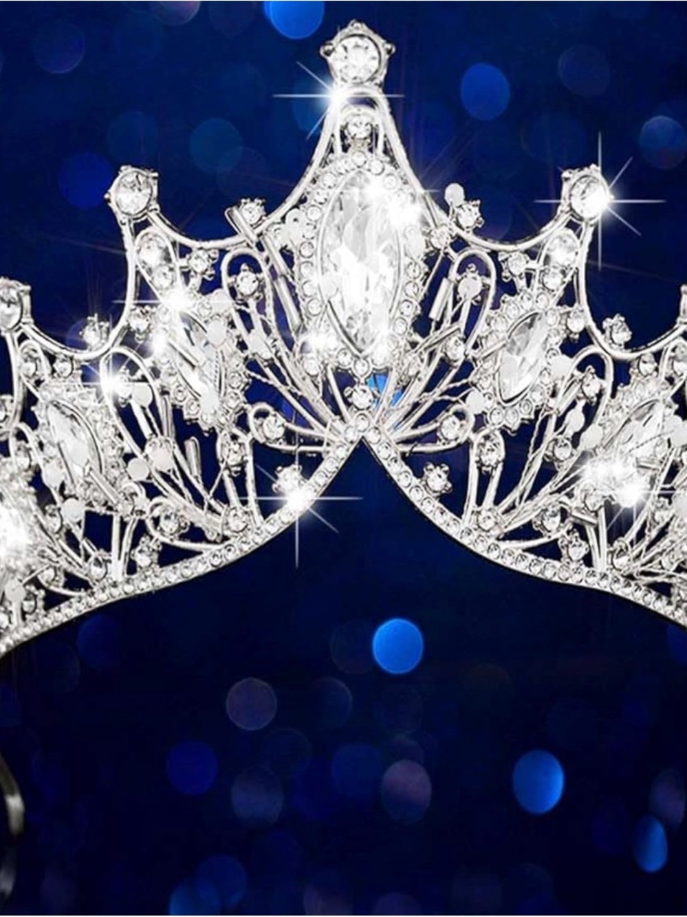 Silver tone Crystal Bridal/Pagent Tiara Crown - Elegant Sparkling Headpiece NWT - Picture 3 of 9